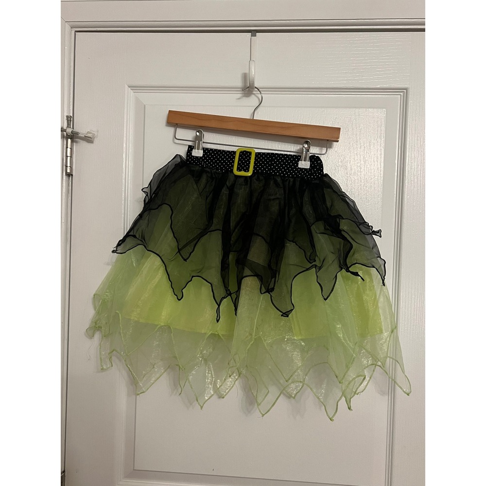 Pottery Barn Kids Witch Halloween Costume 4-6 Green Tulle Cat Hat Cape Skirt - Picture 5 of 9